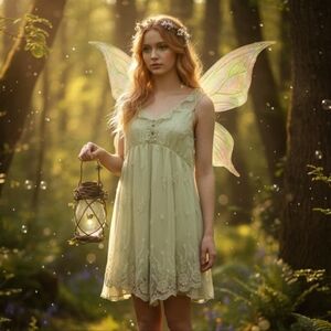 Pretty Angel Forest Fairy Babydoll Dress Tunic Large Fits Small Green Whimsical